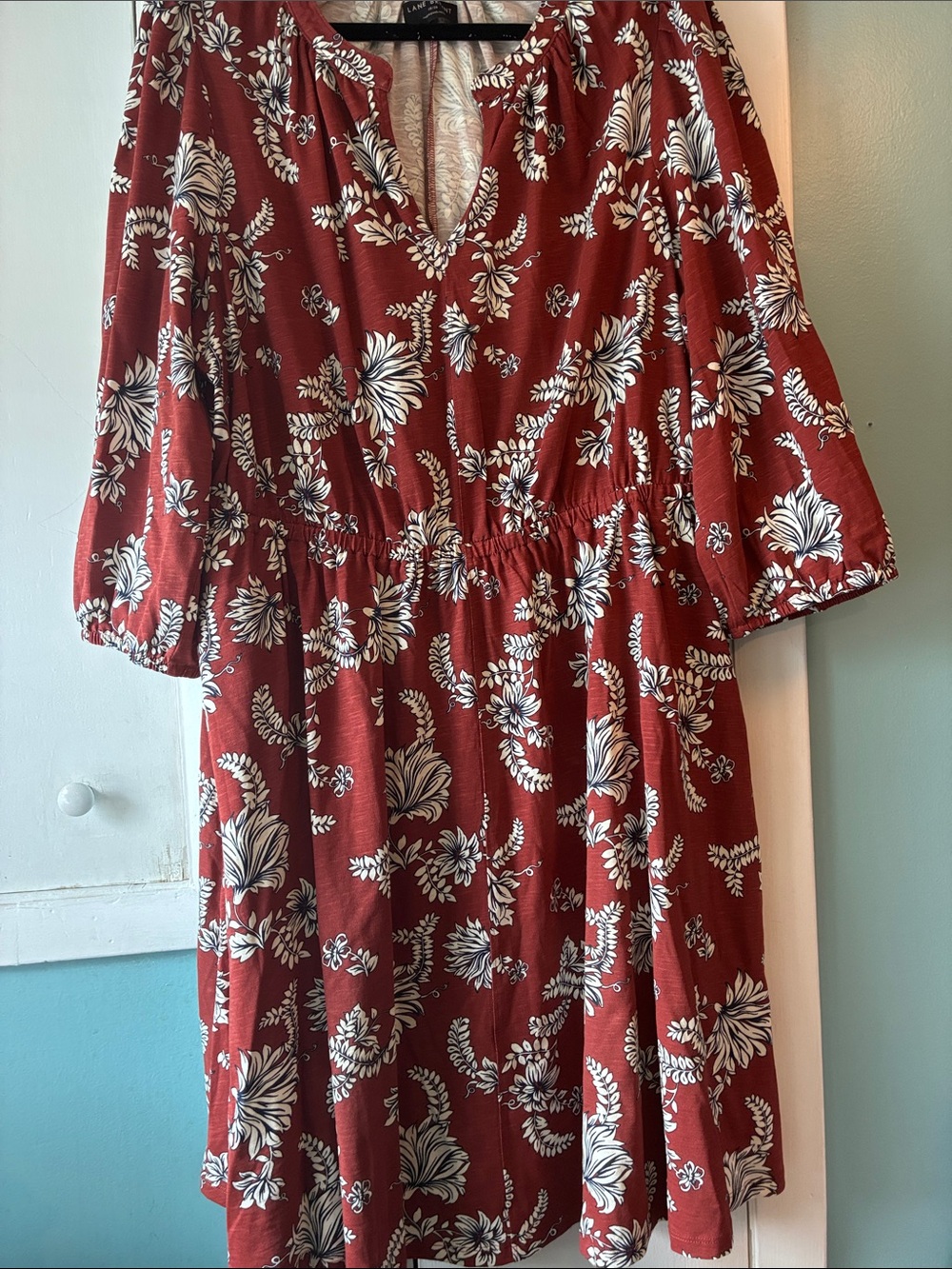 Lane Bryant Rust Floral V-Neck Midi Dress